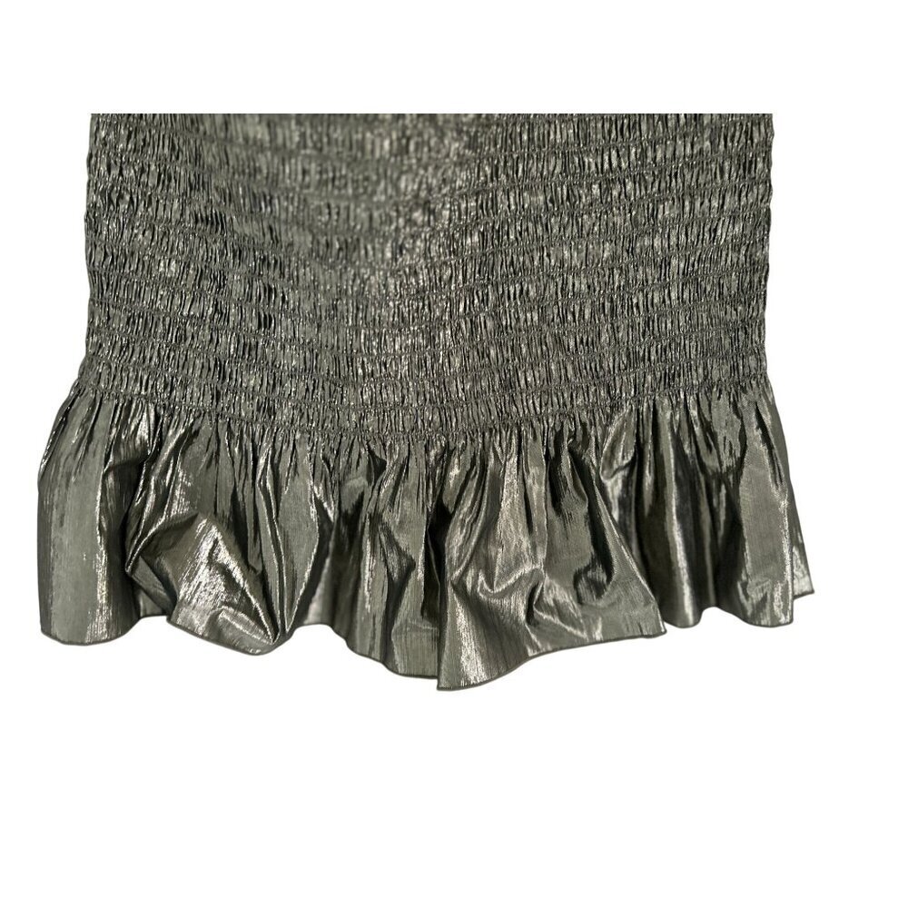 & other Stories Metallic Gold Smocked Ruffle Tube Top Size 10 - Picture 4 of 10